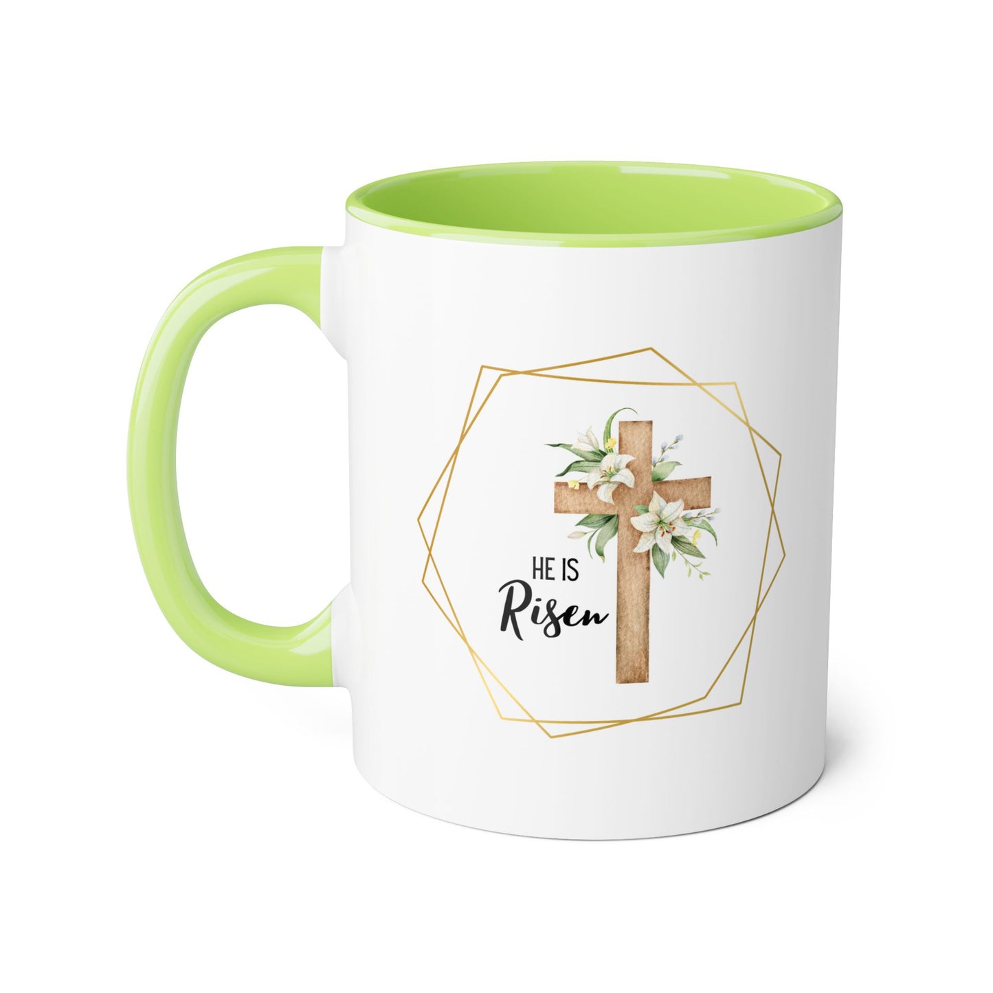 Floral "He is Risen" 2 Tone Mug
