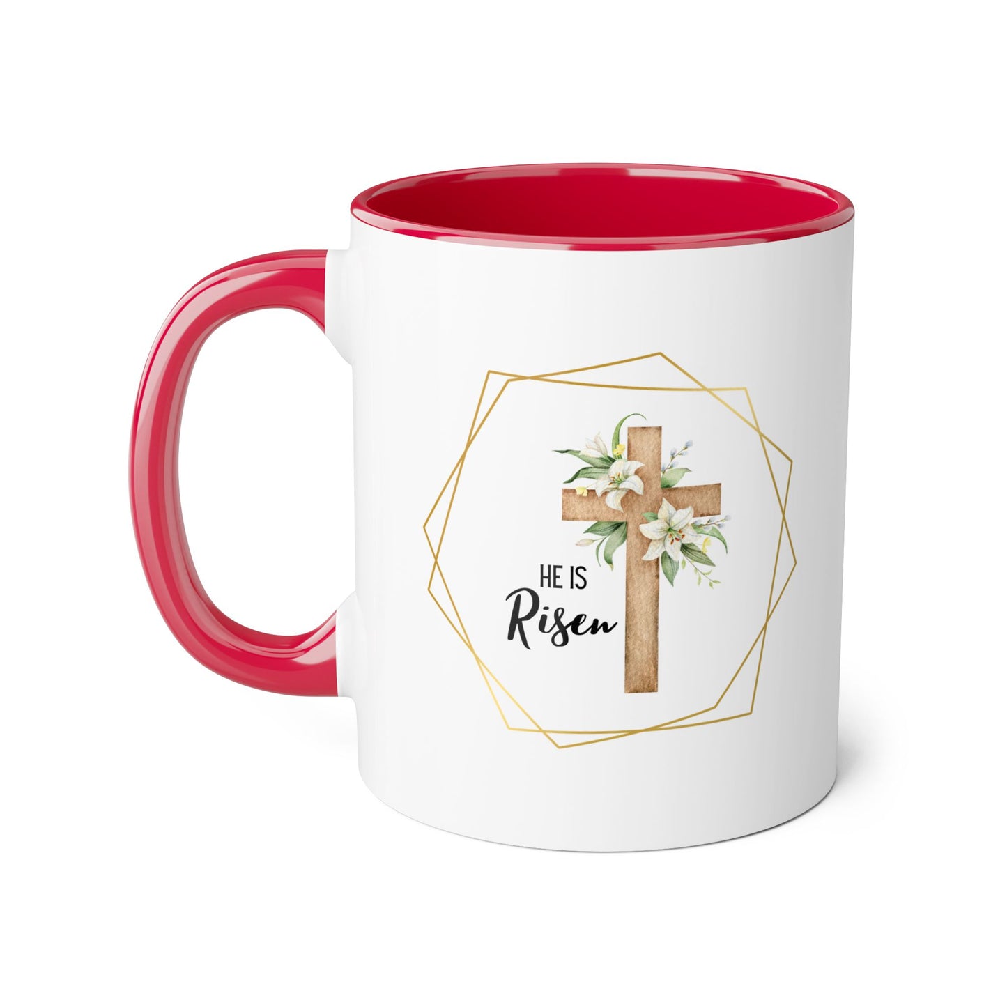Floral "He is Risen" 2 Tone Mug