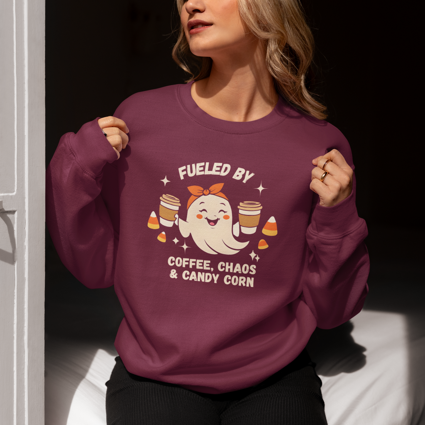 Coffee, Chaos & Candy Corn Women's Crewneck