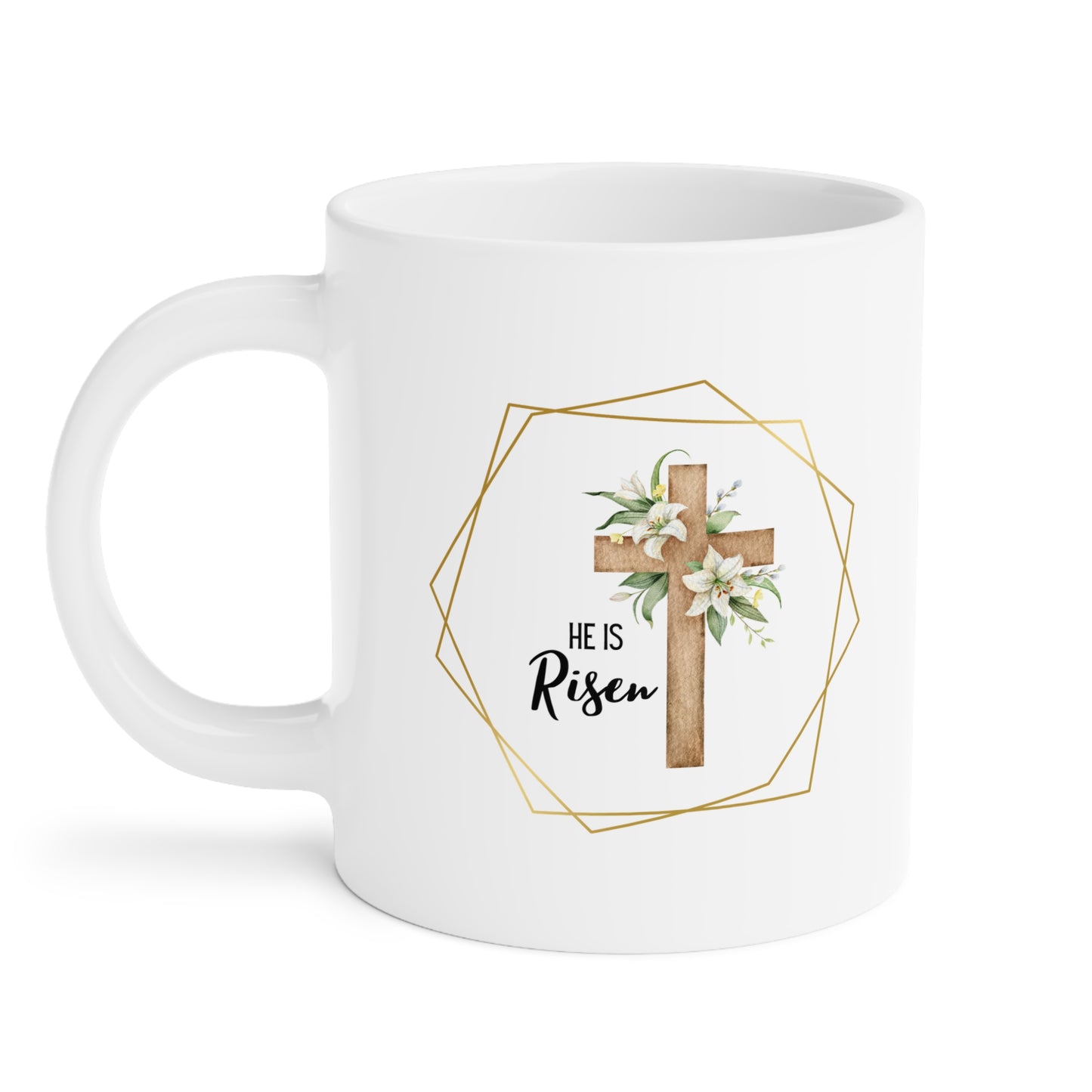 Floral "He is Risen" Mug