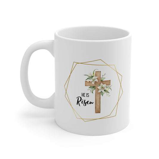 Floral "He is Risen" Mug