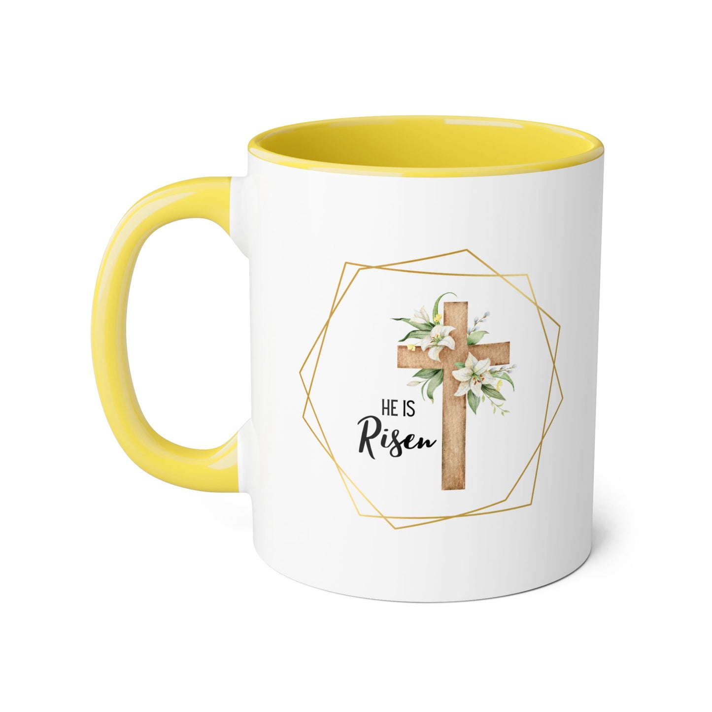 Floral "He is Risen" 2 Tone Mug