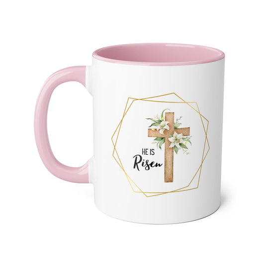 Floral "He is Risen" 2 Tone Mug
