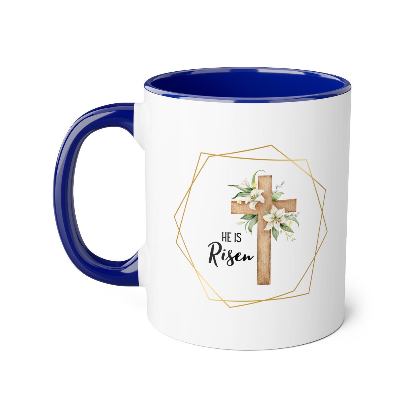 Floral "He is Risen" 2 Tone Mug