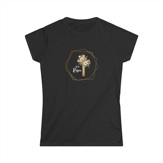 "He is Risen" Floral Women's Semi Fitted T-Shirt
